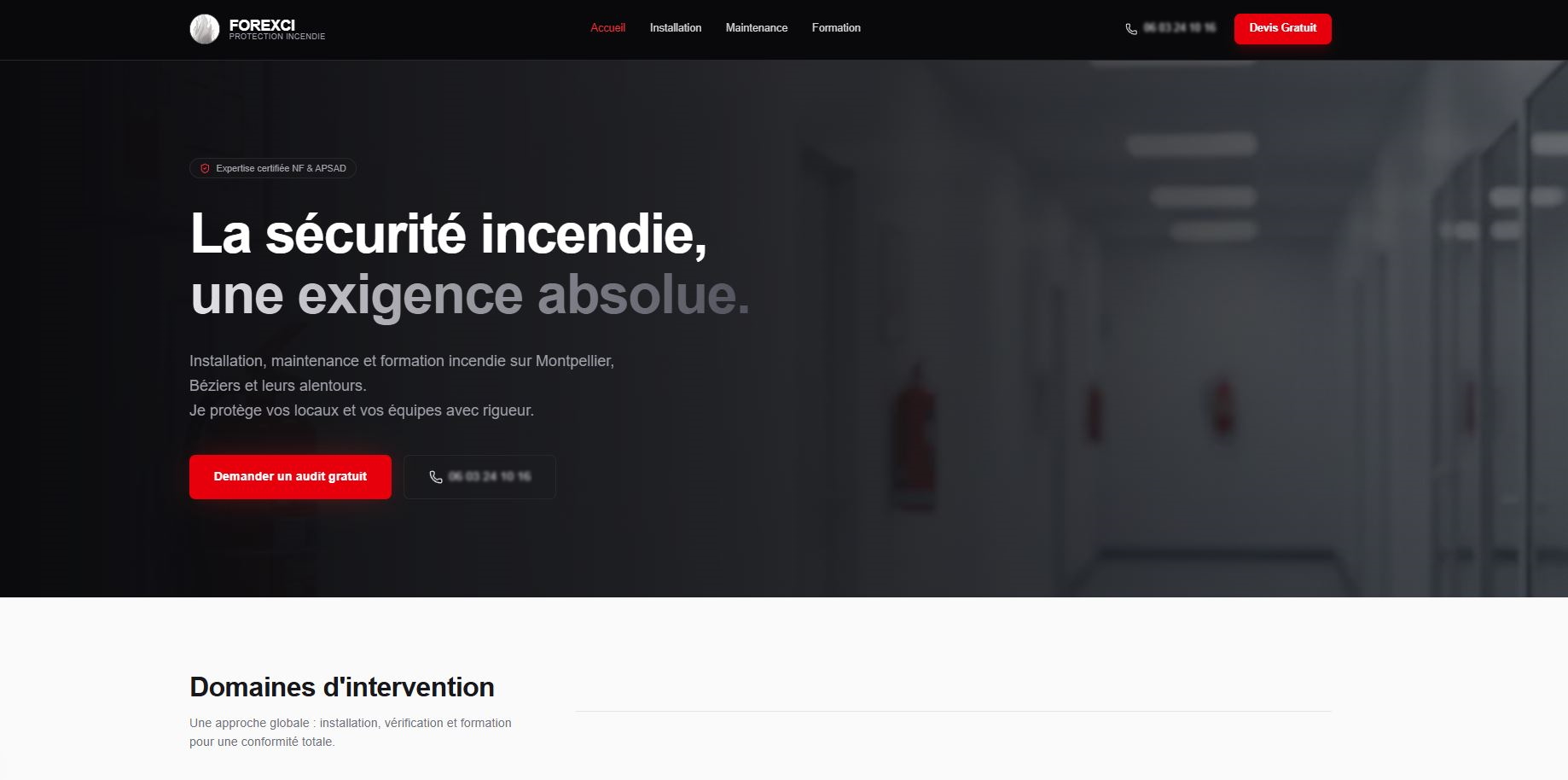 Site Vitrine Forexci - Expert Sécurité Incendie